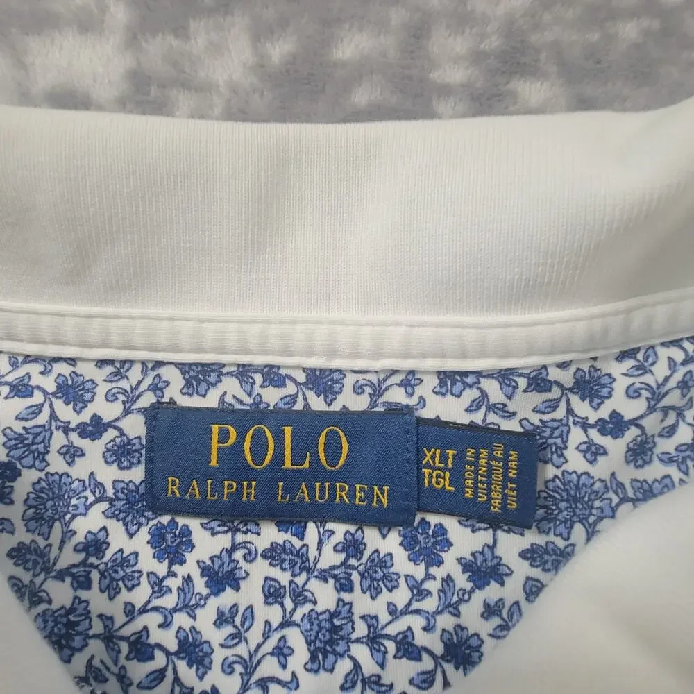 Polo Ralph Lauren Mens XLT Short Sleeve Floral Polo Shirt Blue